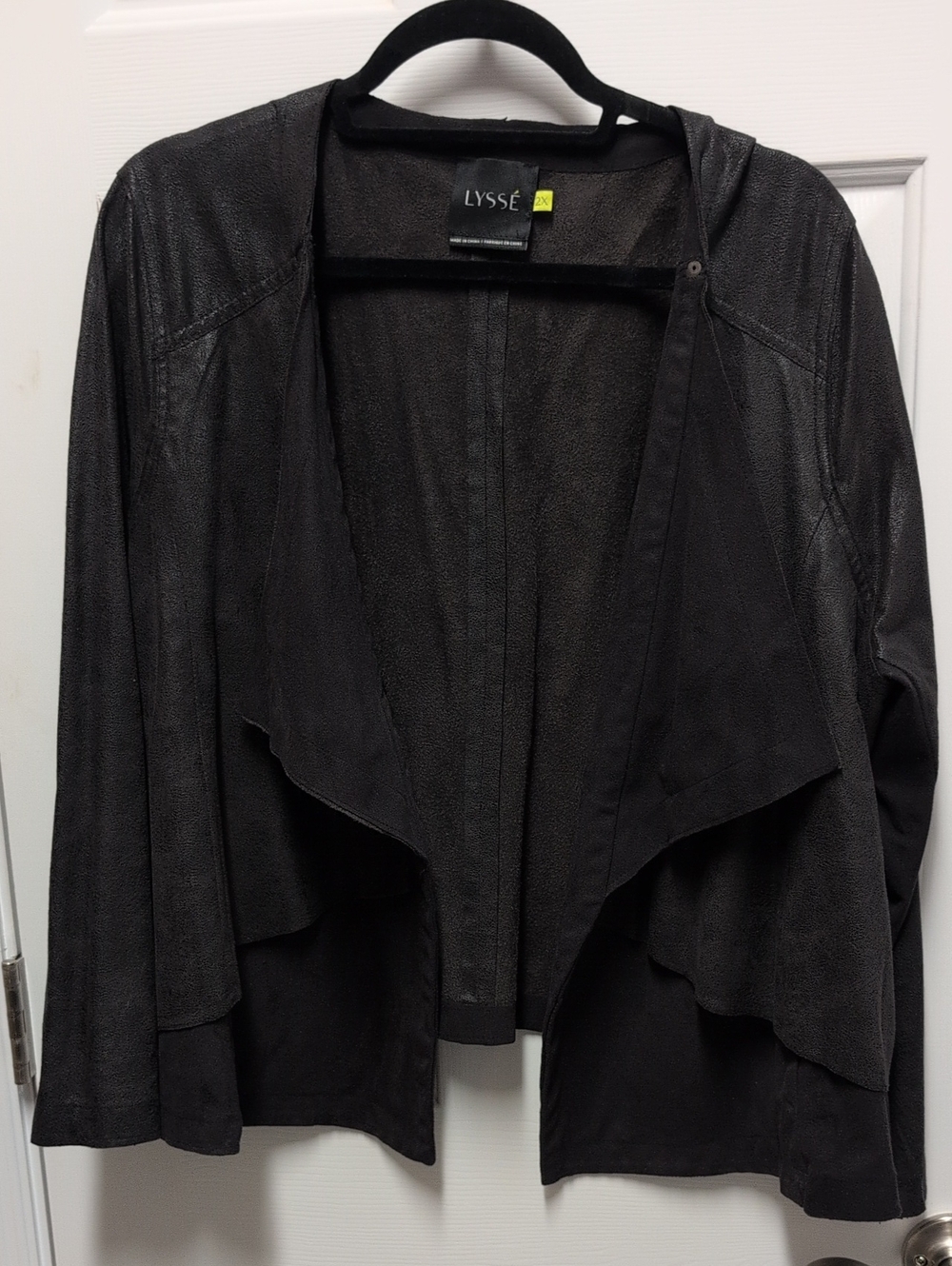 Lysse Black Open-Front Draped Jacket